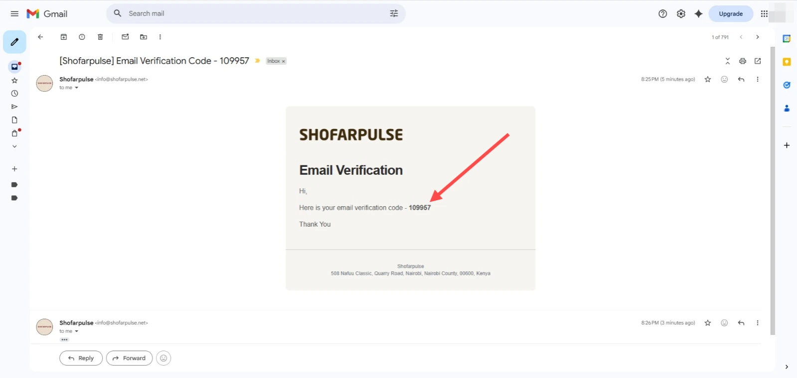 verification code