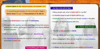 Understanding 1 Thessalonians 5:18 Sabbath School lesson study illustrating gratitude, faith, and believers looking to God