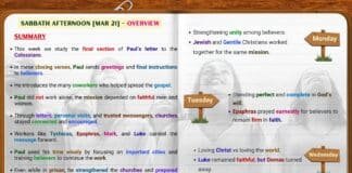 Lesson 13 overview Sabbath School lesson study illustrating believers reflecting on faith, gratitude, and spiritual growth