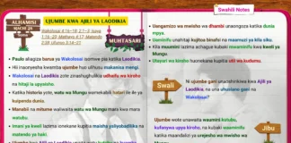 Ujumbe kwa Ajili ya Laodikia somo la Shule ya Sabato likionyesha toba na upyaisho wa kiroho