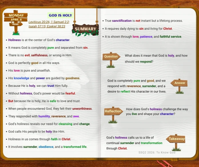 God Is Holy | Monday | April 6 God Is Holy Sabbath School lesson study showing God’s pure and righteous character