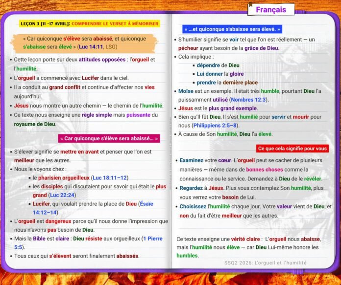 Leçon 3 | Comprendre Luc 14:11 Comprendre Luc 14:11 étude de la leçon de l’École du Sabbat sur l’humilité et l’orgueil