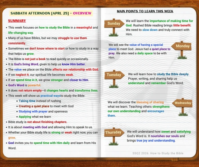 Lesson 5 Overview | Sabbath Afternoon | April 25 Lesson 5 overview Sabbath School Bible study meaningful study