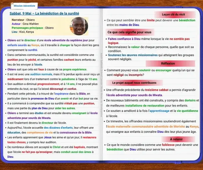 La bénédiction de la surdité | Sabbat | 9 Mai La bénédiction de la surdité école pour sourds Kenya histoire missionnaire