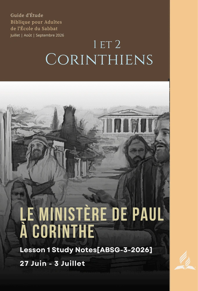 Image de couverture des notes d'étude de la Leçon 1, Le ministère de Paul à Corinthe, tirées du Guide d'étude de l'École du Sabbat des Adultes (ABSG T3 2026), présentant l'œuvre missionnaire de Paul et l'établissement de l'Église de Corinthe.