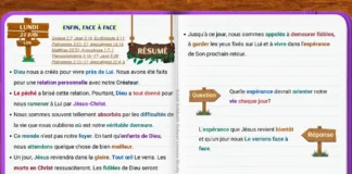 Illustration de Enfin, face à face montrant des croyants regardant avec joie vers le glorieux retour de Jésus-Christ