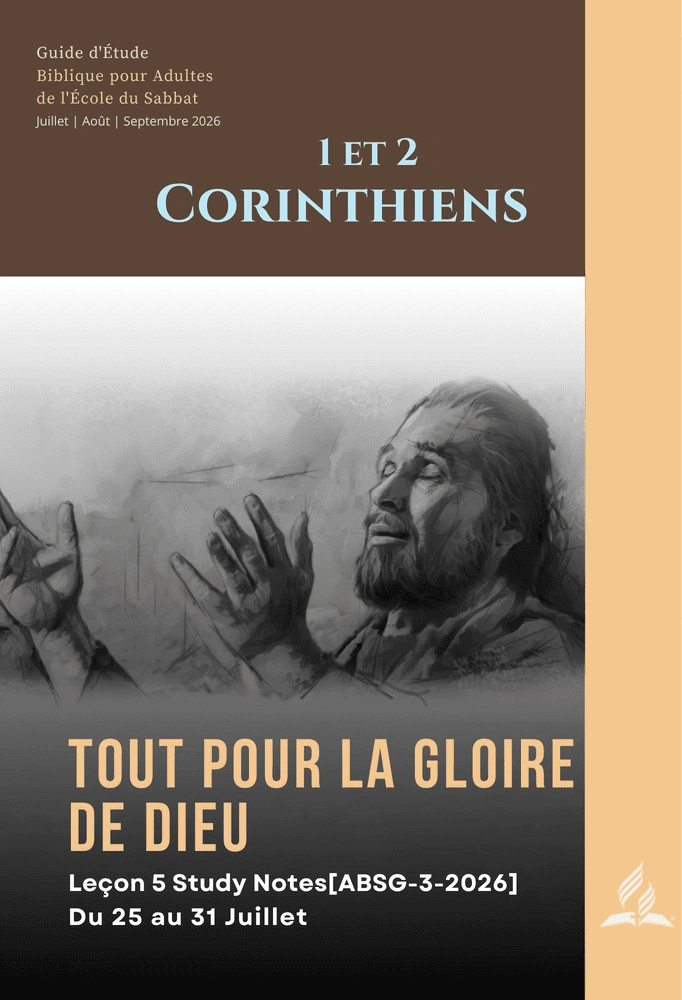 Image de couverture des notes d’étude de la Leçon 5 : Tout pour la gloire de Dieu du Guide d’étude biblique de l’École du Sabbat des Adultes (ABSG T3 2026), mettant en évidence l’appel à vivre chaque aspect de la vie pour la gloire de Dieu.