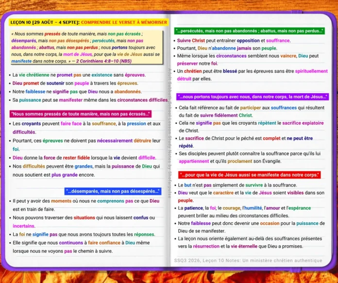 Comprendre 2 Corinthiens 4:8–10 montrant comment Christ soutient les croyants dans la souffrance, la faiblesse, la persécution et les difficultés