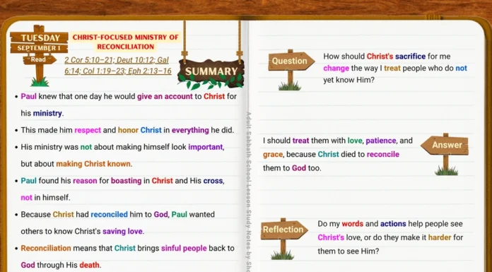 Christ-Focused Ministry of Reconciliation showing a Christian sharing Christ's saving love and message of reconciliation