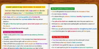 Cover image for Understanding 1 Corinthians 13:13 from Lesson 7 of the Adult Sabbath School Bible Study Guide (ABSG Q3 2026), highlighting faith, hope, love, and Christlike Christian maturity.