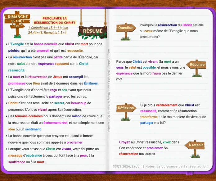 Étude du dimanche de la Leçon 8 sur la proclamation de la résurrection du Christ et de l’Évangile