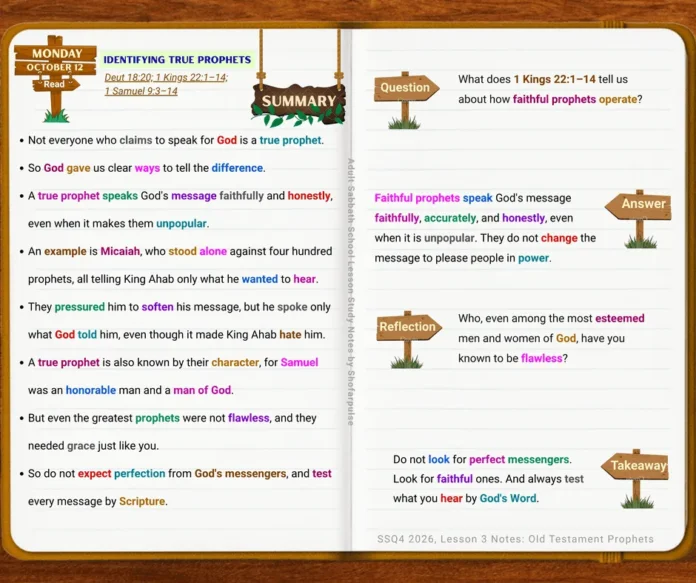 Identifying True Prophets lesson illustrating Micaiah faithfully delivering God's message to King Ahab