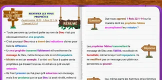 Leçon sur l’identification des vrais prophètes illustrant Michée transmettant fidèlement le message de Dieu au roi Achab