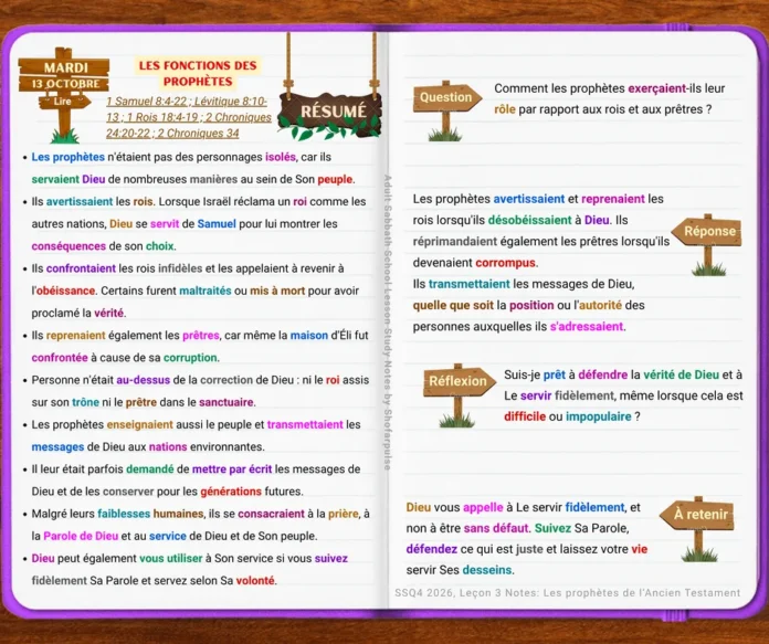 Les fonctions des prophètes illustrant des messagers bibliques guidant les dirigeants et enseignant le peuple de Dieu