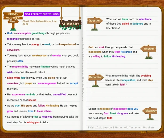 Not Perfect but Willing lesson illustrating faith in God's ability to use people despite their weaknesses